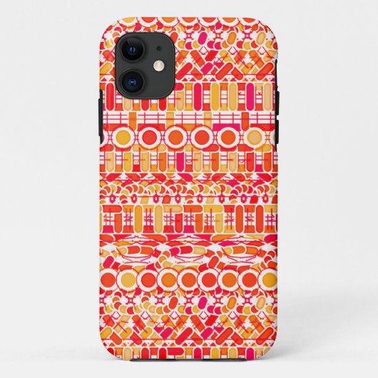 トライバルろうけつ染め – コーラルオレンジとコーラルピンク Case-Mate iPhoneケース (裏面)