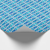 トライバルろうけつ染め – サファイアブルーとシルバーグレー ラッピングペーパー (角)