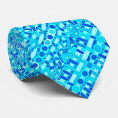 トライバルろうけつ染め-ターコイズ、アクア、コバルトブルー ネクタイ (ロール)