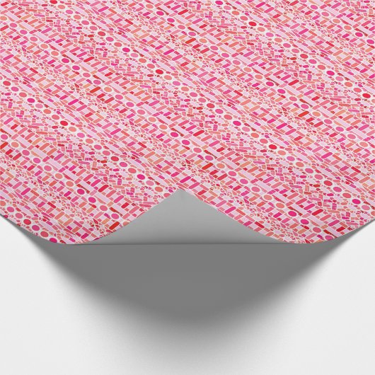 トライバルろうけつ染め – ピンクとサンゴの色合い ラッピングペーパー (角)