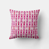 トライバルろうけつ染め – ブルクンディと明るい赤紫色ピンク クッション (裏面)