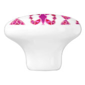 トライバルろうけつ染め – ブルクンディと明るい赤紫色ピンク セラミックノブ (側面)