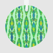 トライバルろうけつ染め – ミント、エメラルドグリーンとブルー オーナメント (裏面)