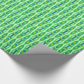 トライバルろうけつ染め – ミント、エメラルドグリーンとブルー ラッピングペーパー (角)