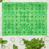 トライバルろうけつ染め – 緑の色合い キッチンタオル (折り畳み)