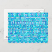 トライバルろうけつ染め – 青の色合い ポストカード (正面/裏面)