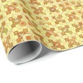 トライバルろうけつ染め – 黄金の黄色、茶色とタン ラッピングペーパー (ロールコーナー)