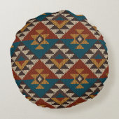 トライバルアステカウールニットのテクスチャ。 ラウンドクッション (裏面)