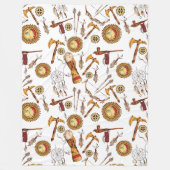 トライバルアステカパターンのホームデコル フリースブランケット (正面)