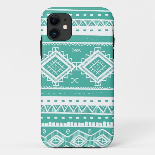 トライバルアステカレースパターン(アクアマリン) Case-Mate iPhoneケース (裏面)