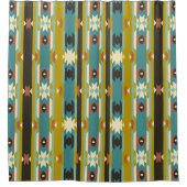 トライバルアステカ幾何モダン継ぎ目のないパターン シャワーカーテン (正面)