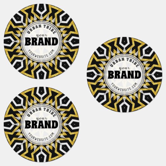 トライバルアステカ金ゴールドサンブラック+ホワイトブランドシール ラベル (グループ)