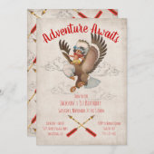 トライバルアドベンチャーインディアン誕生日パーティー 招待状 (正面/裏面)