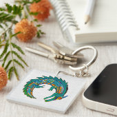 トライバルアリゲーターアートボタン キーホルダー (正面右)