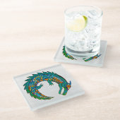 トライバルアリゲーターアート ガラスコースター (アングル)