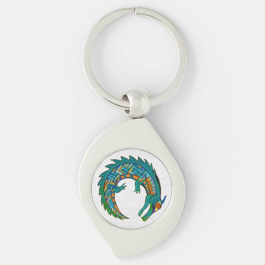 トライバルアリゲーターアート キーホルダー (正面)