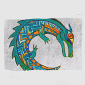 トライバルアリゲーターアート ゴルフタオル (横)