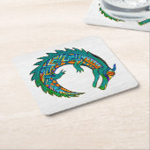 トライバルアリゲーターアート スクエアペーパーコースター (アングル)