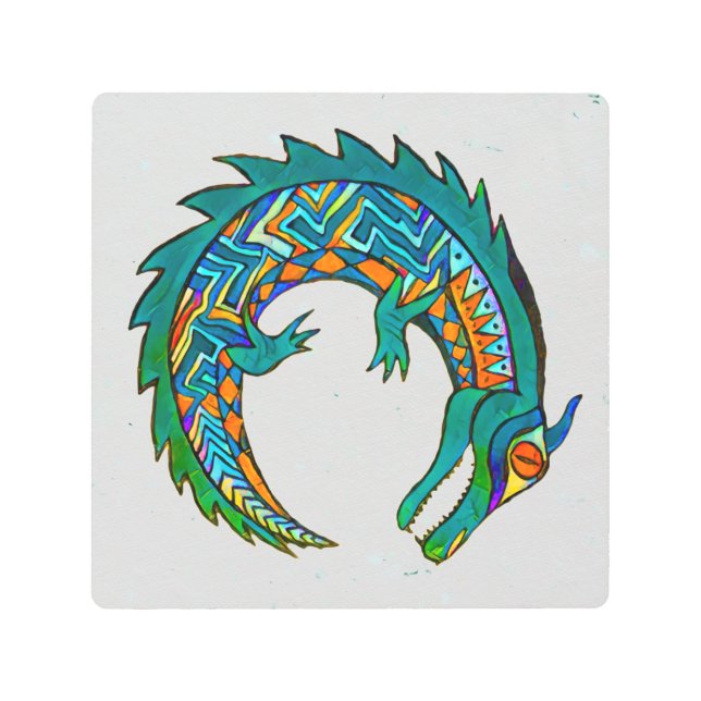 トライバルアリゲーターアート メタルプリント (正面)