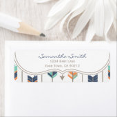 トライバルアローズオレンジブルーとグレーの差出人住所 ラベル (インサイチュ)