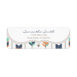 トライバルアローズオレンジブルーとグレーの差出人住所 ラベル