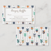 トライバルアローズボーイベビーシャワーおむつラッフルチケット エンクロージャーカード (正面/裏面)