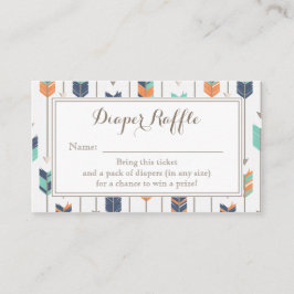 トライバルアローズボーイベビーシャワーおむつラッフルチケット エンクロージャーカード