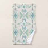 トライバルアローズ、シーグラス、ブルー、クリーム、セージ バスタオルセット (ハンドタオル)