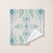 トライバルアローズ、シーグラス、ブルー、クリーム、セージ バスタオルセット (ウォッシュタオル)