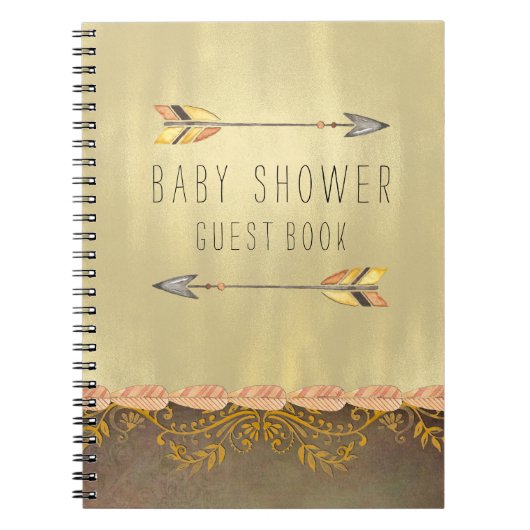 トライバルアローベビーシャワーゲスト ノートブック (正面)