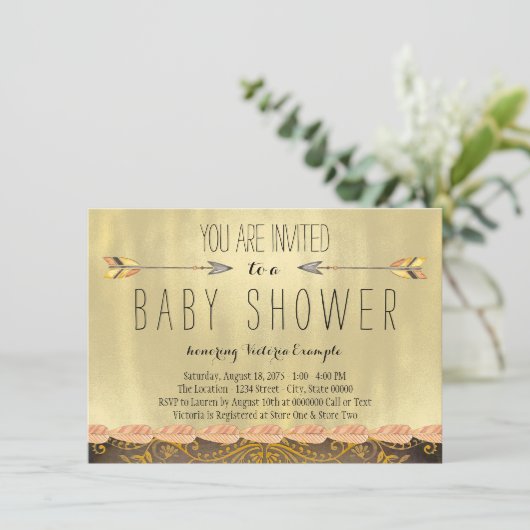 トライバルアローボーイベビーシャワー 招待状 (スタンド正面)