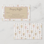 トライバルアロー赤ちゃんシャワーおむつラッフルチケットタン エンクロージャーカード (正面/裏面)