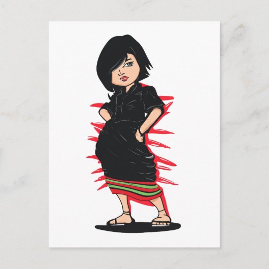 トライバルアンガミ長女の子デジタルアート ポストカード (正面)