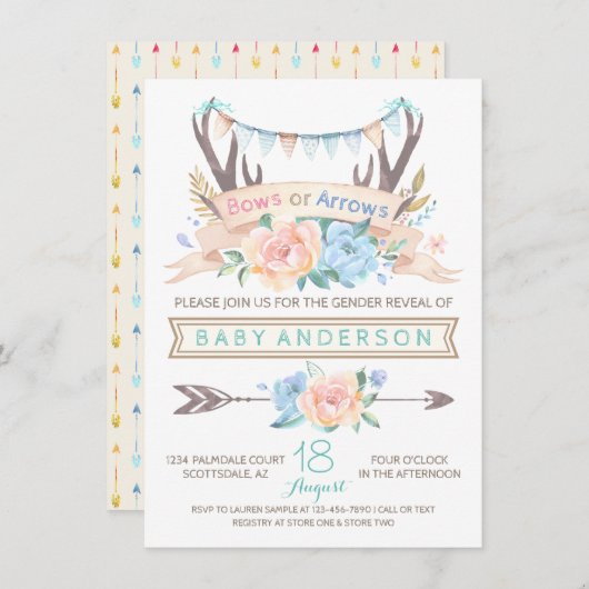 トライバルアントラーボホジェンダーリビール招待状 招待状 (正面/裏面)