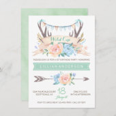 トライバルアントラーワイルドワン誕生日招待状 招待状 (正面/裏面)