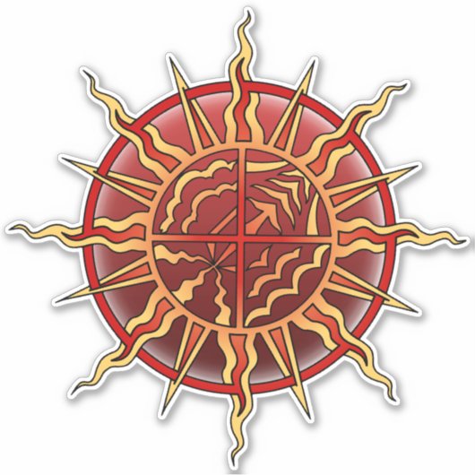 トライバルアートステッカー地球エアファイアウォーターデカール シール (正面)