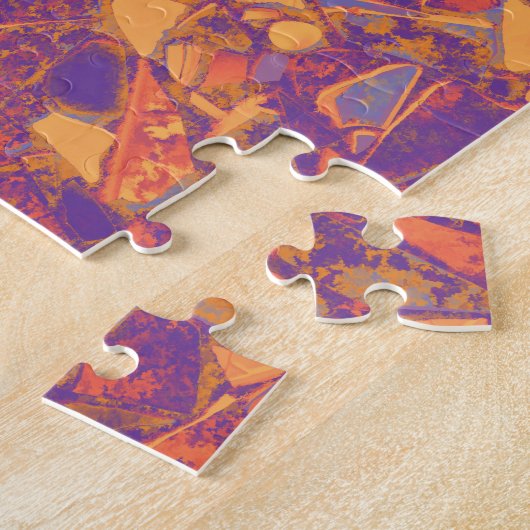 トライバルアートヒッパイボホパープルオレンジイエロー先住民 ジグソーパズル (側面)