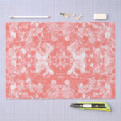 トライバルアートヴィンテージコーラルホワイトピンクテクスチャデザイン 薄葉紙 (クラフト)