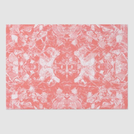 トライバルアートヴィンテージコーラルホワイトピンクテクスチャデザイン 薄葉紙 (正面)