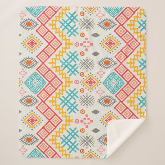 トライバルアート:ボホ幾何学プリント。 シェルパブランケット (正面)