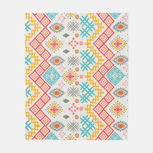 トライバルアート:ボホ幾何学プリント。 フリースブランケット (正面)