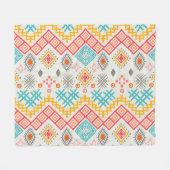 トライバルアート:ボホ幾何学プリント。 フリースブランケット (正面(横))