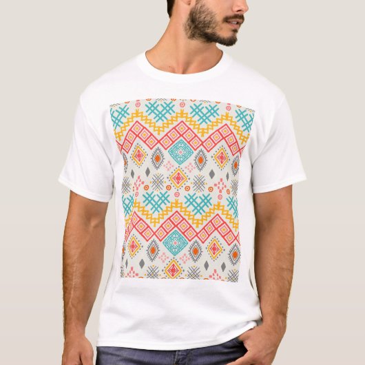 トライバルアート:ボホ幾何学プリント。 Tシャツ (正面)