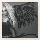 トライバルウィングス落ちたエンジェルレッド ガラスコースター (正面)