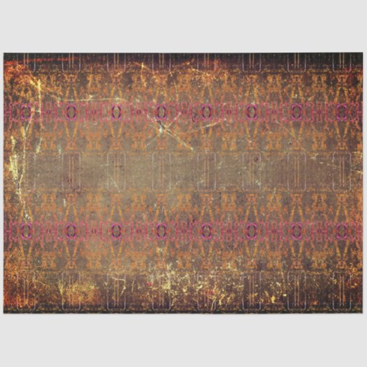 トライバルウェスタンさび茶色の紫色のテクスチャパターン 薄葉紙 (正面)