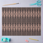 トライバルウエスタンブラウンベージュアートパターンブルスカル 薄葉紙 (クラフト)