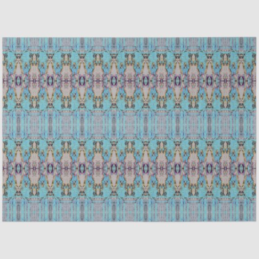 トライバルウエスタンブルーティール(緑がかった色)アートパターンブルスカル 薄葉紙 (正面)