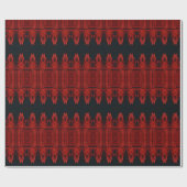 トライバルウエスタンレッドブラックアートパターンブルスカル ラッピングペーパー (フラット)