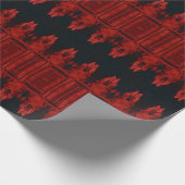 トライバルウエスタンレッドブラックアートパターンブルスカル ラッピングペーパー (角)