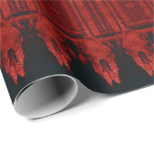 トライバルウエスタンレッドブラックアートパターンブルスカル ラッピングペーパー (ロールコーナー)